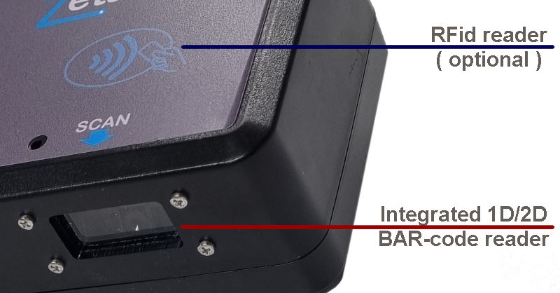 Iwoscan with integrated barcode and rfid readers